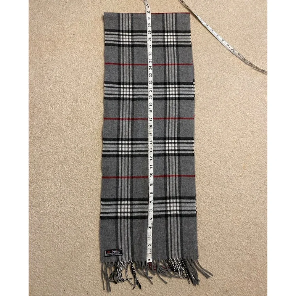 Cashmink Gray Plaid Cashmere Feel Scarf